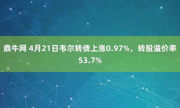 鼎牛网 4月21日韦尔转债上涨0.97%，转股溢价率53.7%