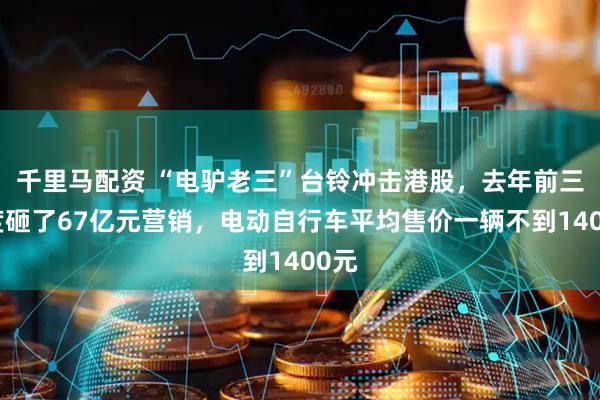 千里马配资 “电驴老三”台铃冲击港股，去年前三季度砸了67亿元营销，电动自行车平均售价一辆不到1400元