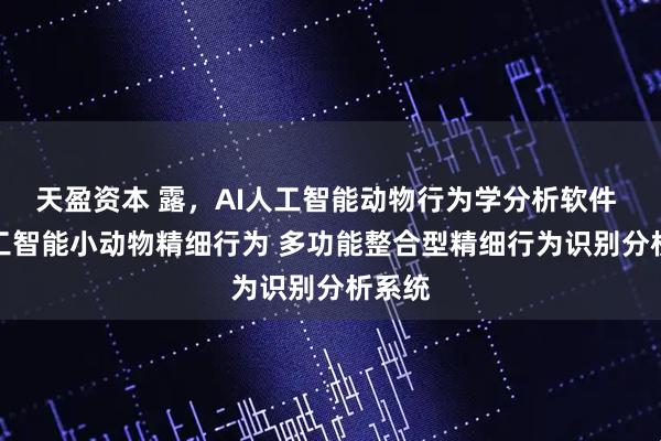 天盈资本 露，AI人工智能动物行为学分析软件 AI人工智能小动物精细行为 多功能整合型精细行为识别分析系统